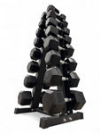 5–25kg Hex Dumbbell Set with Vertical Rack – 8 Pairs