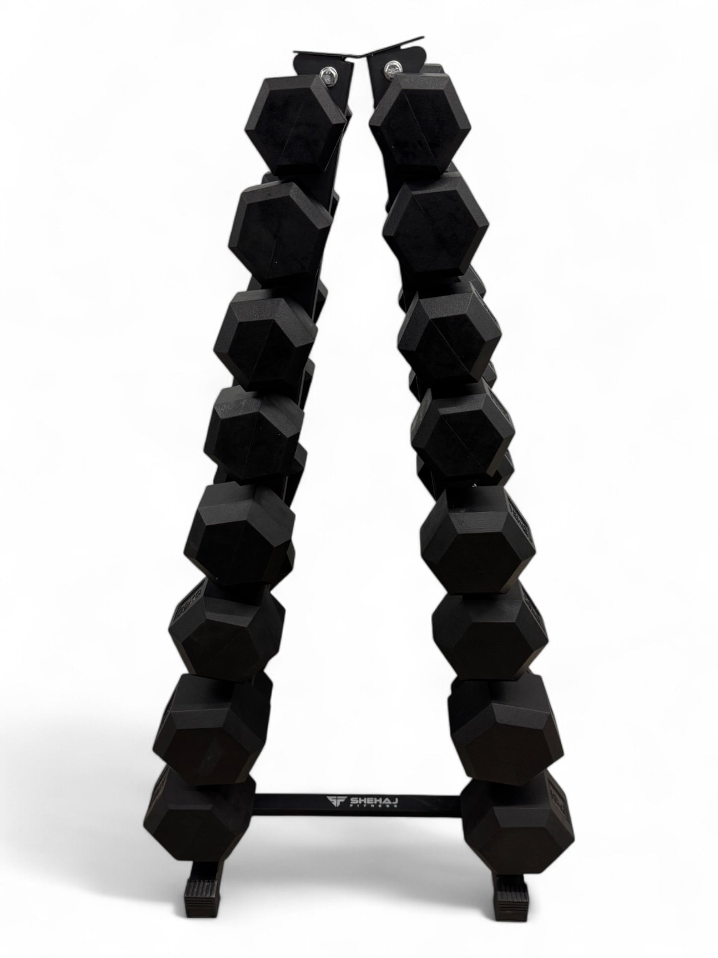 5–30kg Hex Dumbbell Set with Vertical Rack – 8 Pairs