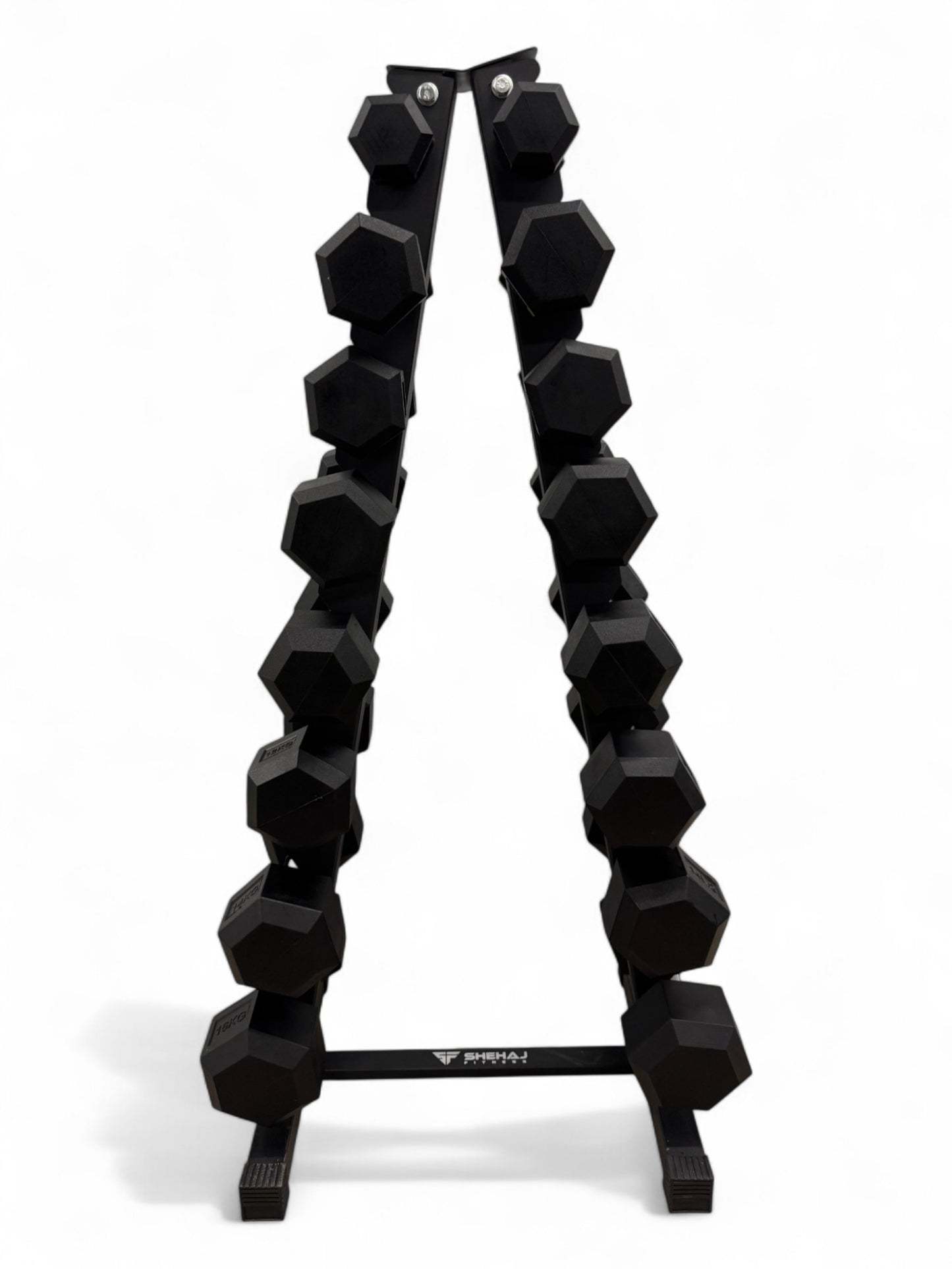 2-16kg Hex Dumbbell Set - Vertical Rack Stand - 2kg increments- 8 Pairs Set