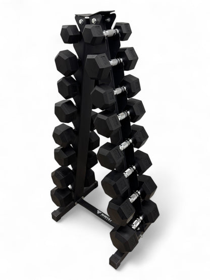 2-16kg Hex Dumbbell Set - Vertical Rack Stand - 2kg increments- 8 Pairs Set