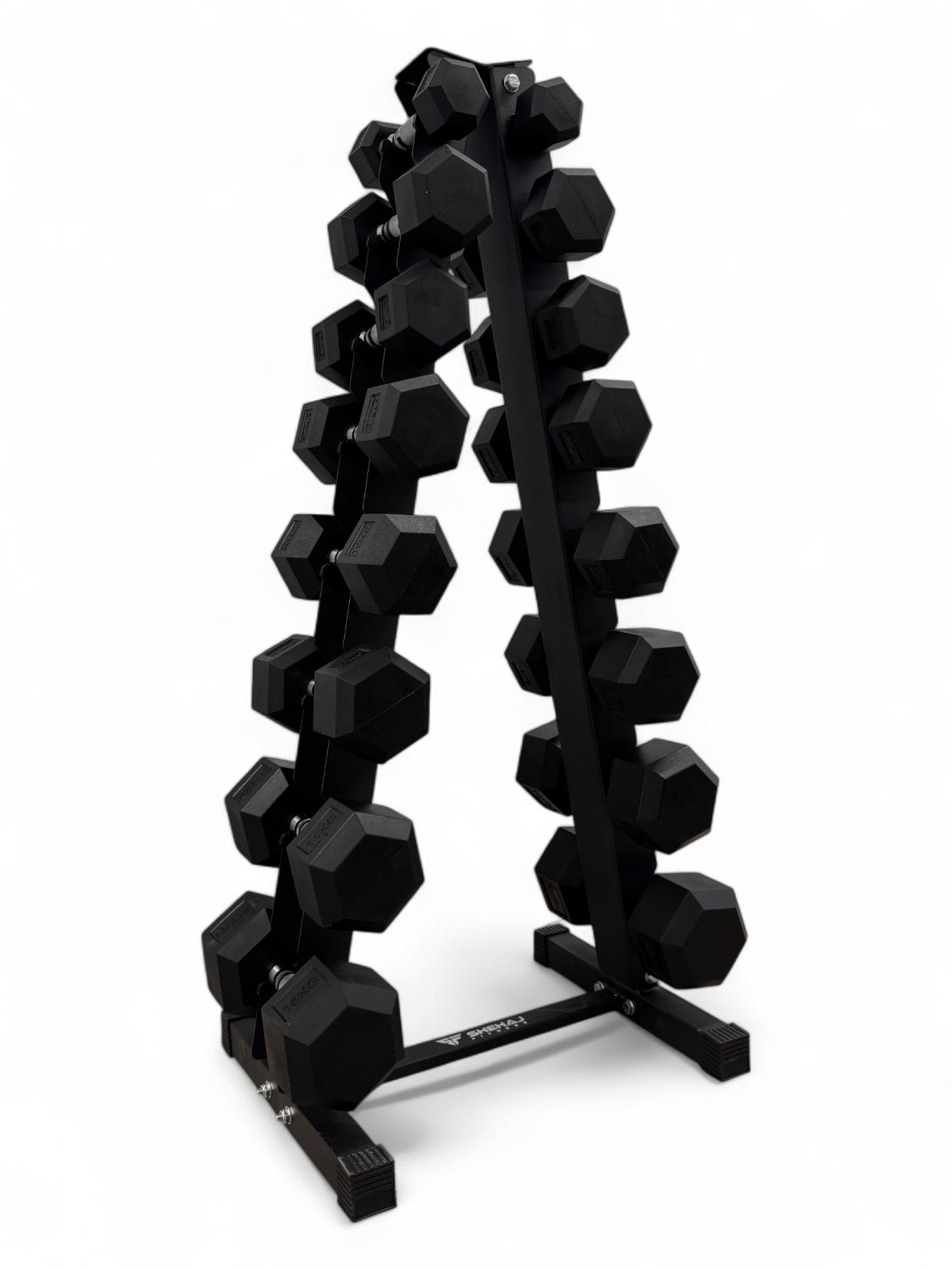 2-16kg Hex Dumbbell Set - Vertical Rack Stand - 2kg increments- 8 Pairs Set