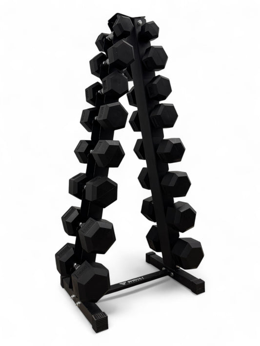 2-16kg Hex Dumbbell Set - Vertical Rack Stand - 2kg increments- 8 Pairs Set