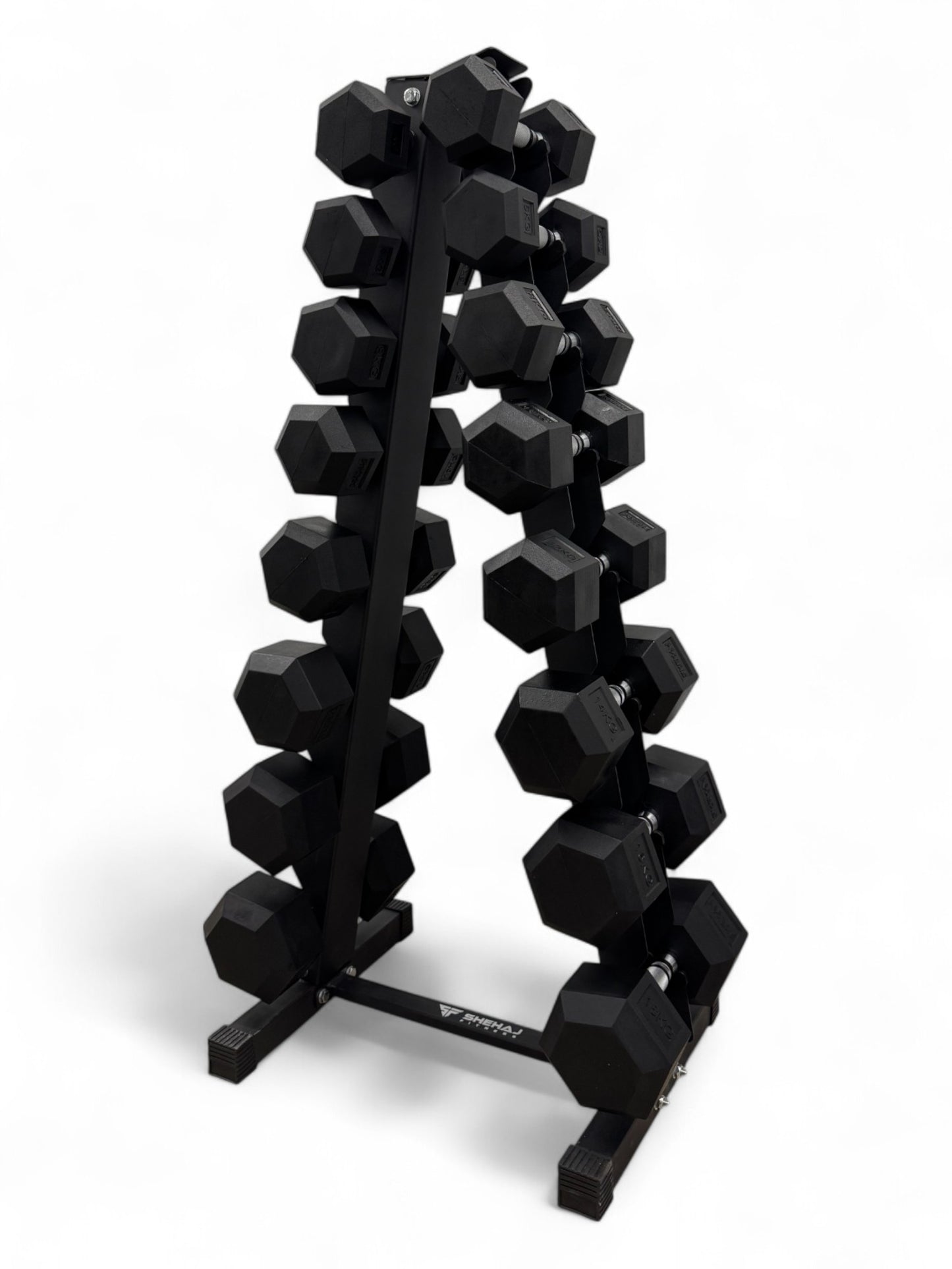 4-18kg Hex Dumbbell Set - Vertical Rack Stand - 2kg increments- 8 Pairs Set