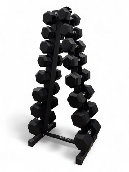 4-18kg Hex Dumbbell Set - Vertical Rack Stand - 2kg increments- 8 Pairs Set