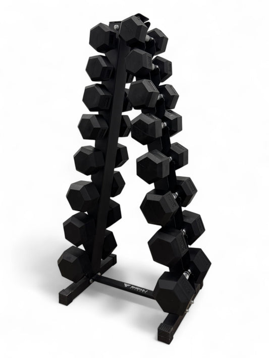 4-18kg Hex Dumbbell Set - Vertical Rack Stand - 2kg increments- 8 Pairs Set