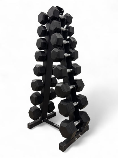 4-18kg Hex Dumbbell Set - Vertical Rack Stand - 2kg increments- 8 Pairs Set