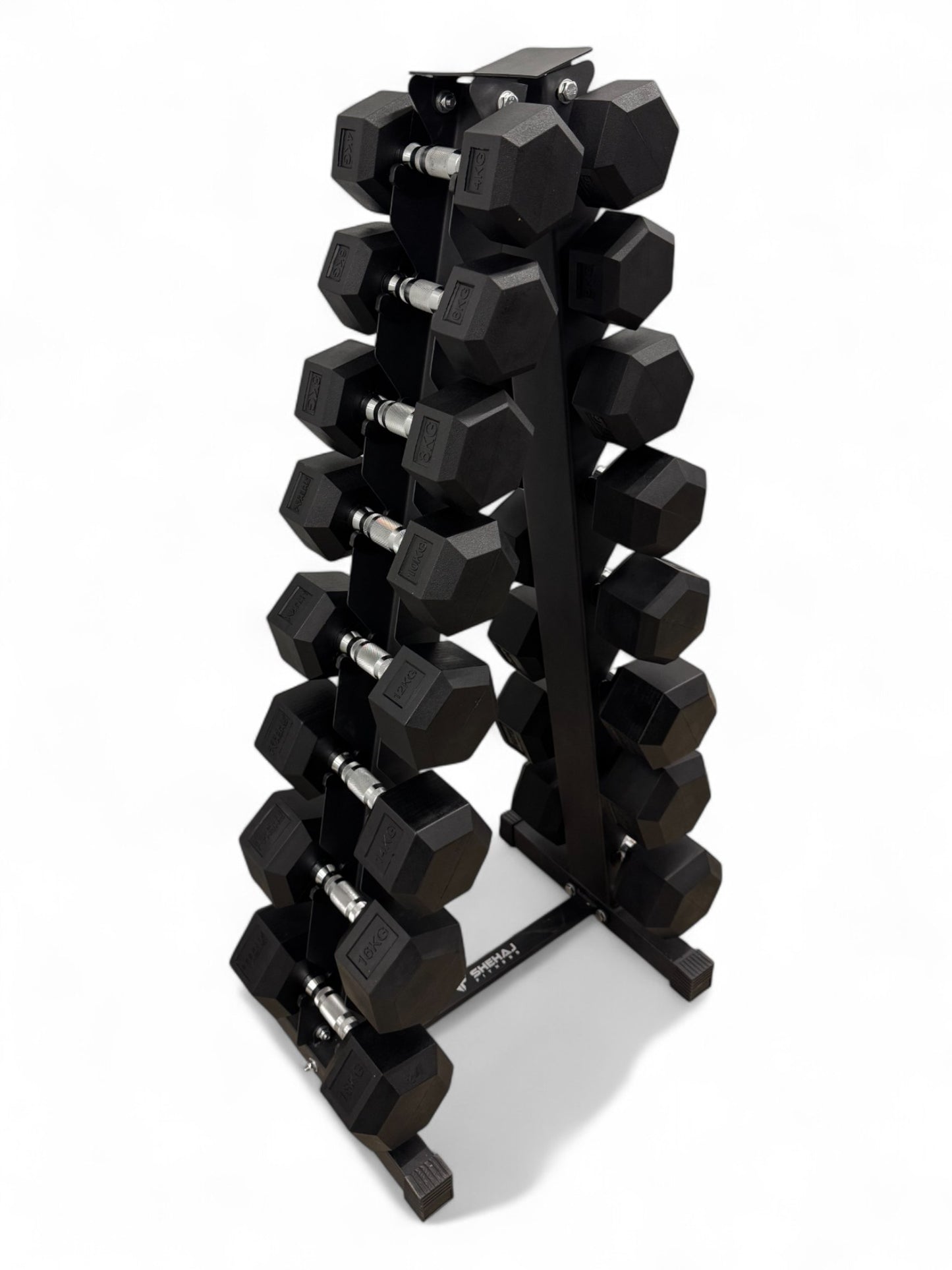 4-18kg Hex Dumbbell Set - Vertical Rack Stand - 2kg increments- 8 Pairs Set