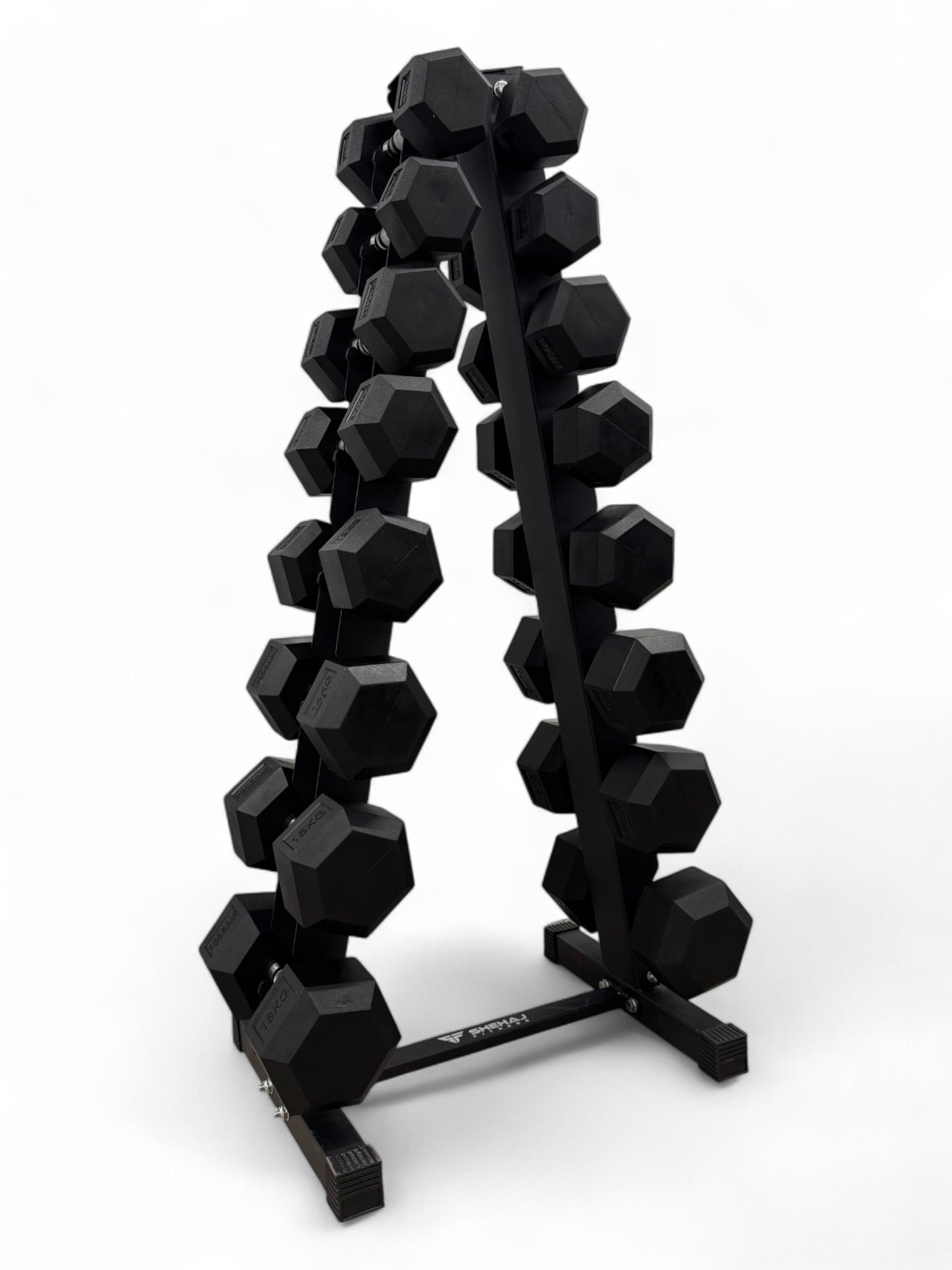 4-18kg Hex Dumbbell Set - Vertical Rack Stand - 2kg increments- 8 Pairs Set