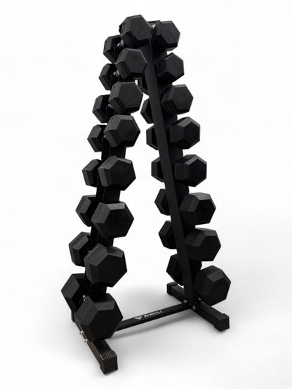 4-18kg Hex Dumbbell Set - Vertical Rack Stand - 2kg increments- 8 Pairs Set