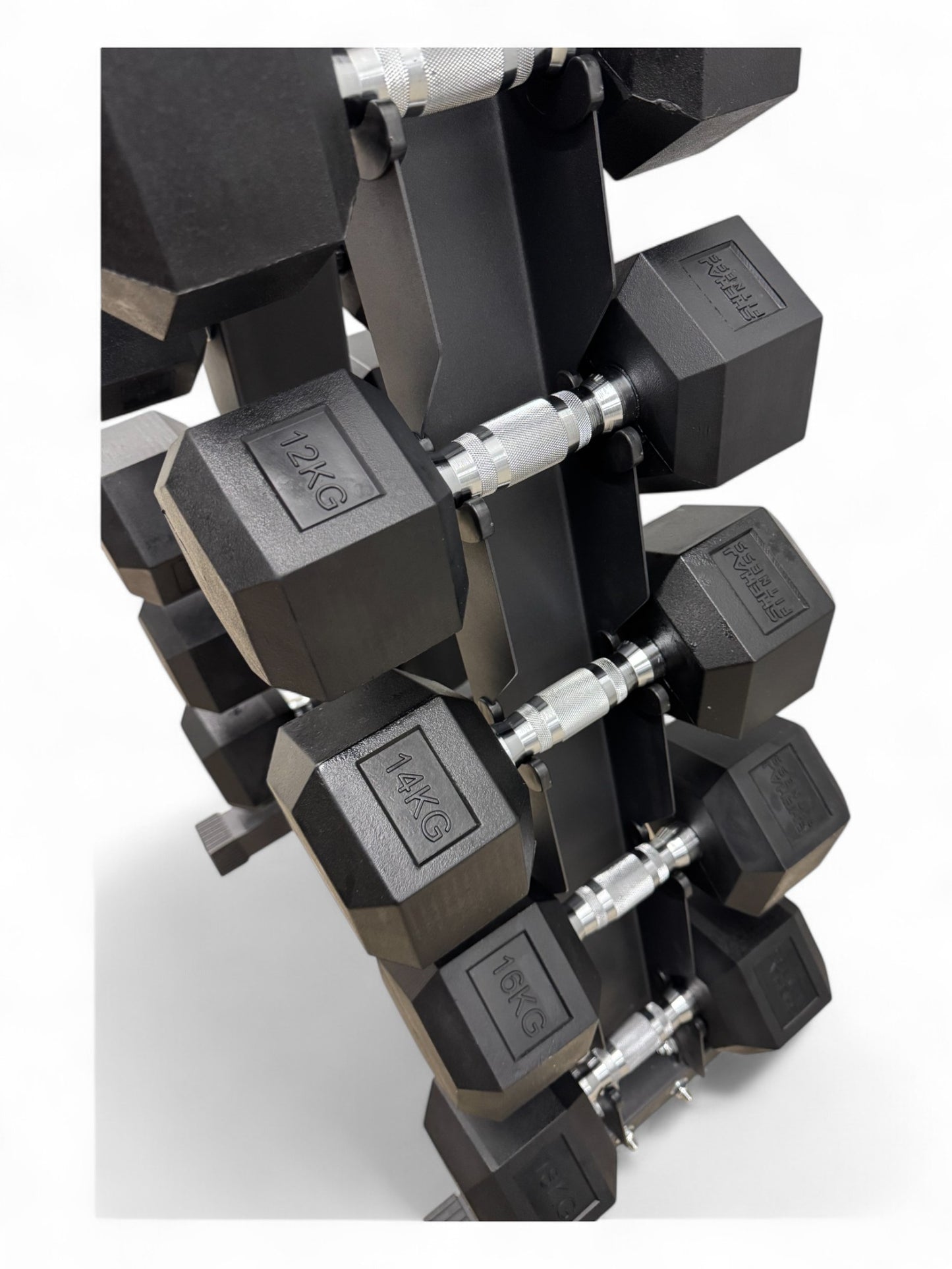 4-18kg Hex Dumbbell Set - Vertical Rack Stand - 2kg increments- 8 Pairs Set