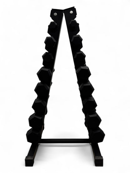 1–8kg Hex Dumbbell Set with Vertical Rack – 8 Pairs (1kg Increments)