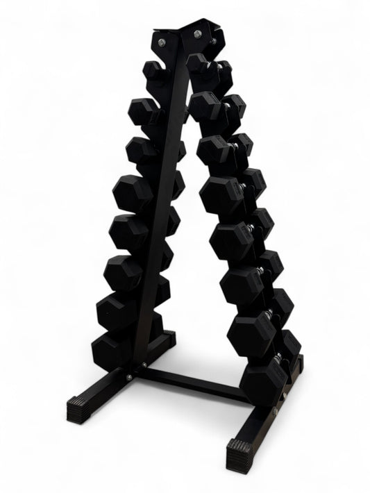 1–8kg Hex Dumbbell Set with Vertical Rack – 8 Pairs (1kg Increments)
