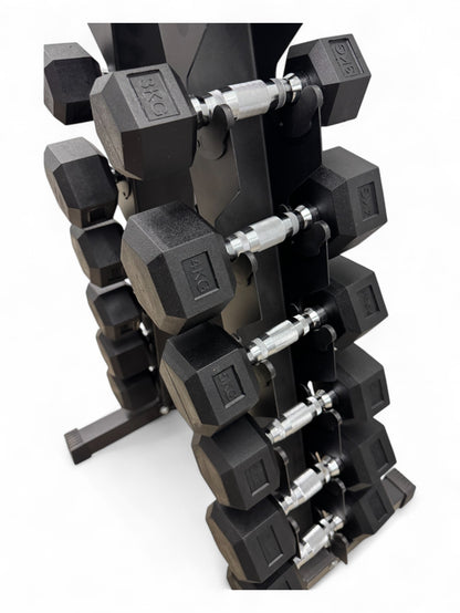 1–8kg Hex Dumbbell Set with Vertical Rack – 8 Pairs (1kg Increments)
