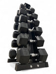 5–20kg Hex Dumbbell Set with Vertical Rack – 6 Pairs Free Weights