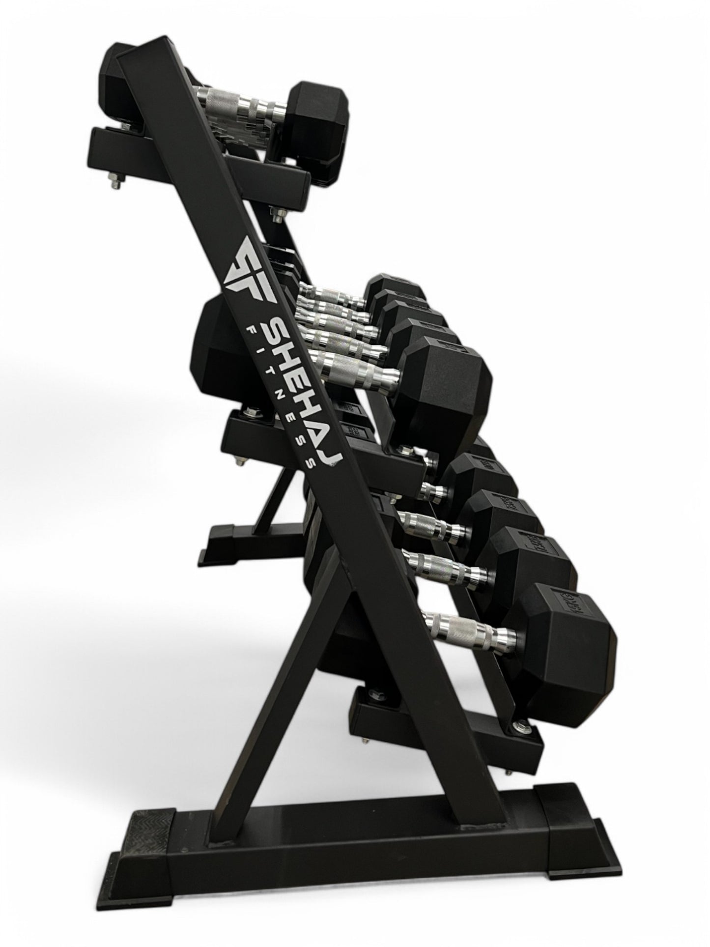 2.5–20kg Hex Dumbbell Set with 3-Tier Rack – 8 Pairs in 2.5kg Increments