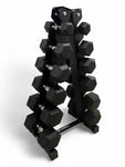 2.5–20kg Hex Dumbbell Set with Vertical Rack – 6 Pairs Free Weights