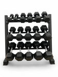2.5–20kg Hex Dumbbell Set with 3-Tier Rack – 8 Pairs in 2.5kg Increments
