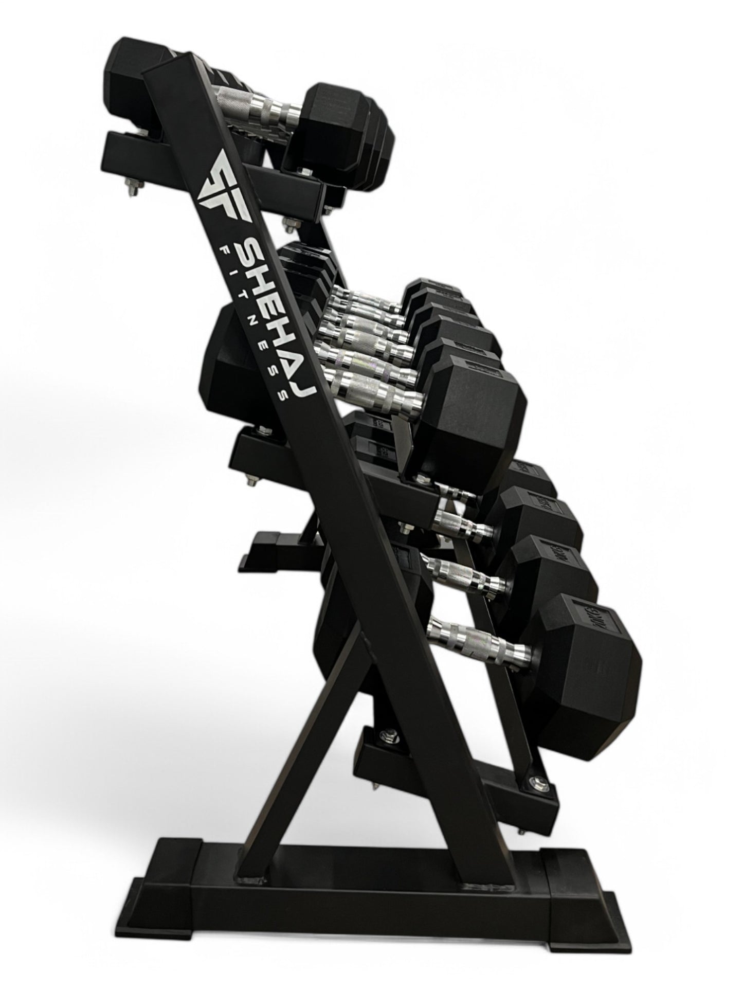 2.5–22.5kg Hex Dumbbell Set with 3-Tier Rack – 9 Pairs Free Weights