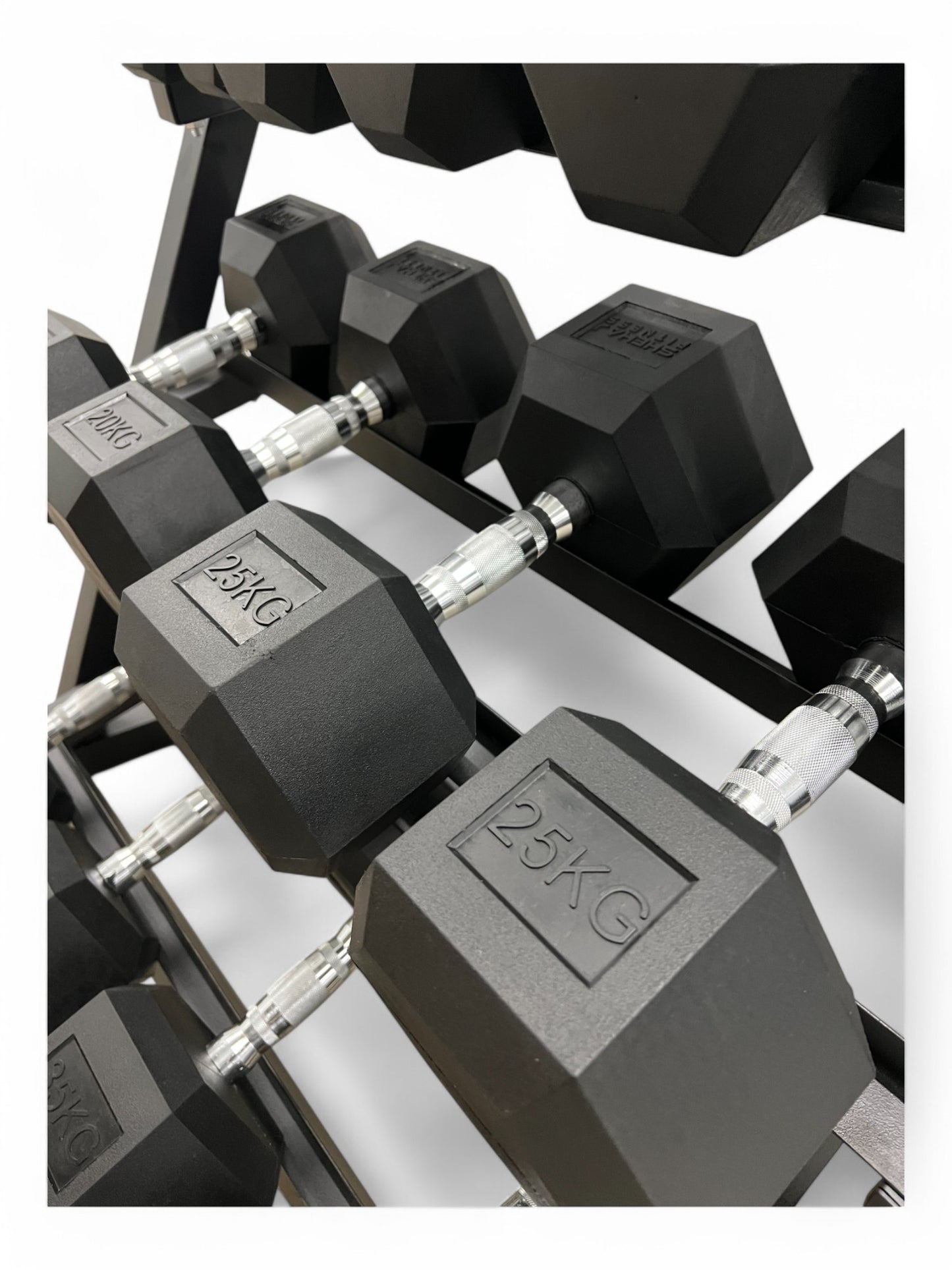 5–35kg Hex Dumbbell Set with 3-Tier Rack – 7 Pairs Free Weights