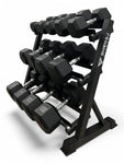 5–35kg Hex Dumbbell Set with 3-Tier Rack – 7 Pairs Free Weights