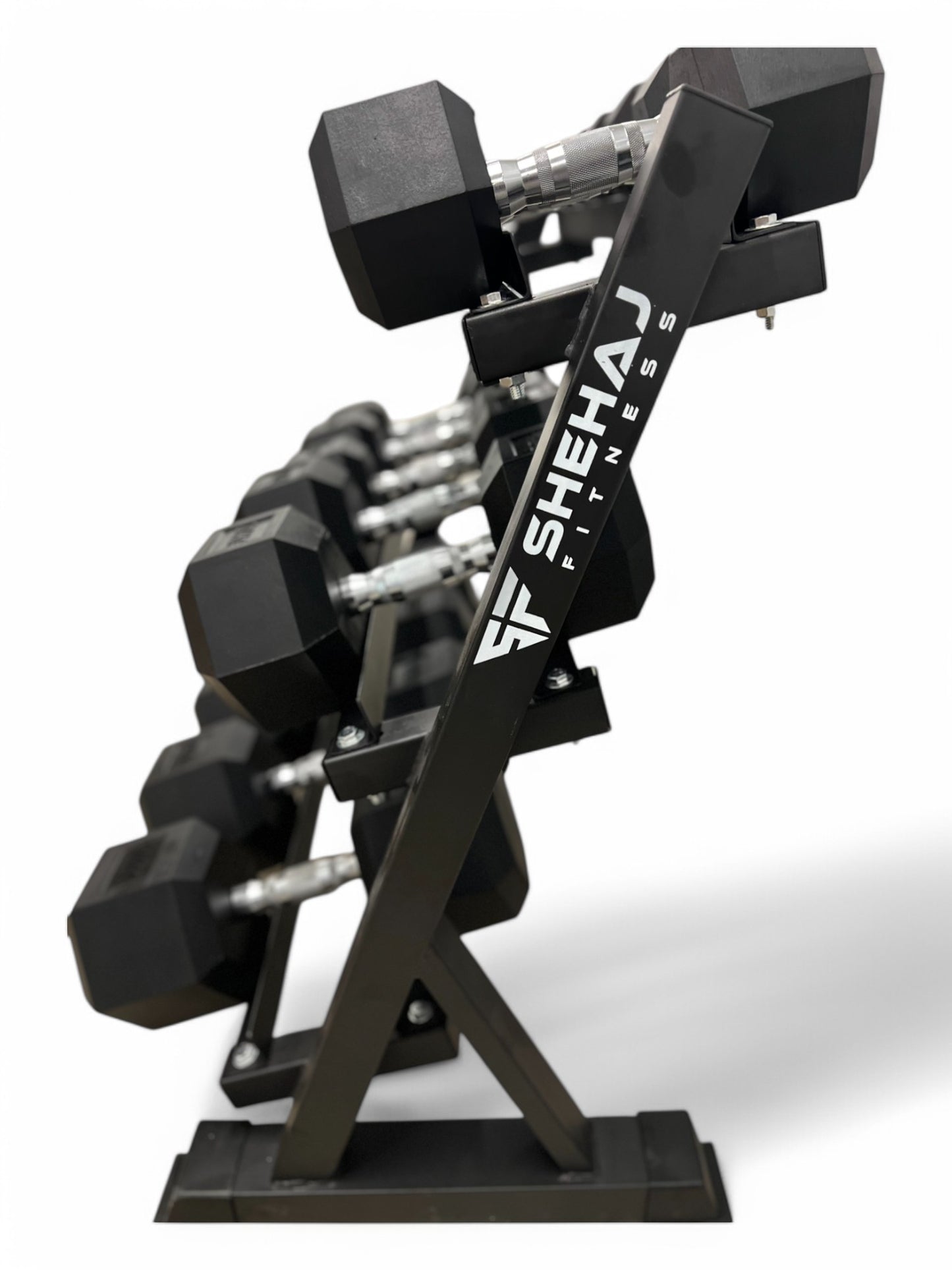 5–30kg Hex Dumbbell Set with 3-Tier Rack – 8 Pairs