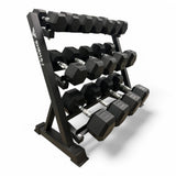 Dumbbell set with Rack + Bench+ Weight Plates and Barbell