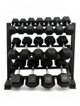 5–30kg Hex Dumbbell Set with 3-Tier Rack – 8 Pairs