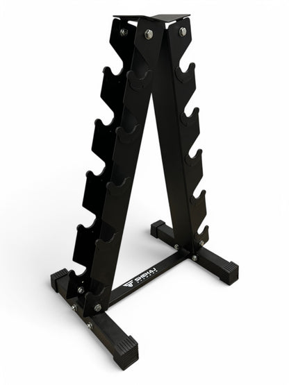 2.5–12.5kg Hex Dumbbell Set with Vertical Rack – 5 Pairs Free Weights