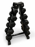 2.5–12.5kg Hex Dumbbell Set with Vertical Rack – 5 Pairs Free Weights