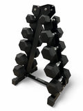 2.5–12.5kg Hex Dumbbell Set with Vertical Rack – 5 Pairs Free Weights
