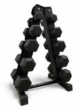 2.5–12.5kg Hex Dumbbell Set with Vertical Rack – 5 Pairs Free Weights
