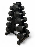 5–15kg Hex Dumbbell Set with Vertical Rack – 5 Pairs Free Weights