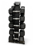 5–15kg Hex Dumbbell Set with Vertical Rack – 5 Pairs Free Weights