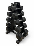 5–15kg Hex Dumbbell Set with Vertical Rack – 5 Pairs Free Weights
