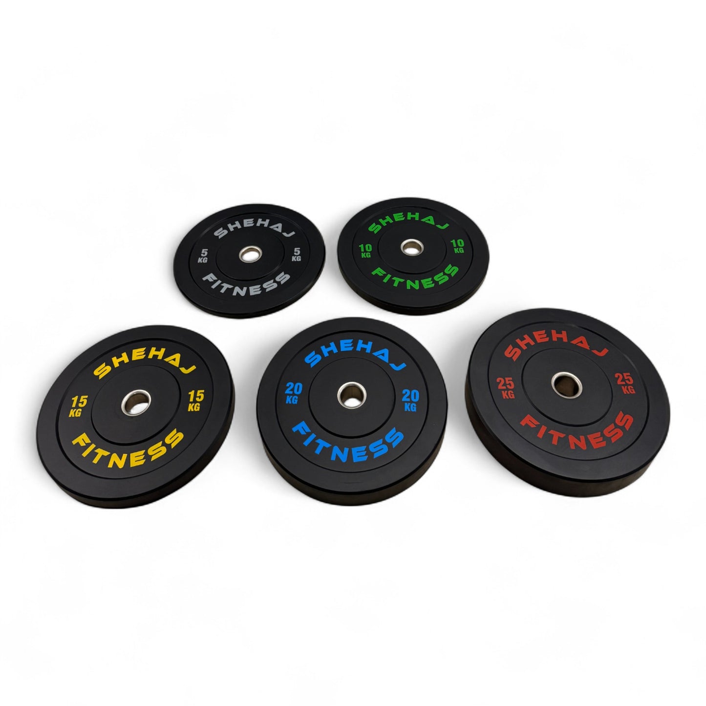 Shehaj Fitness Olympic Rubber Bumper Plates 5kg - 25kg and 100kg set