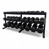 Hex Dumbbell 2.5kg-50kg Set & 3 Tier Rack Full Home Gym Weights Training