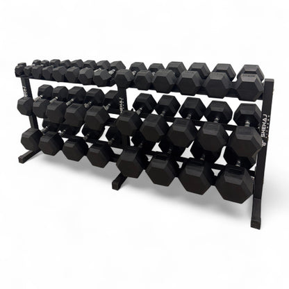 Hex Dumbbell 2.5kg-50kg Set & 3 Tier Rack Full Home Gym Weights Training