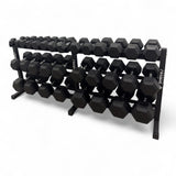 Hex Dumbbell 2.5kg-50kg Set & 3 Tier Rack Full Home Gym Weights Training