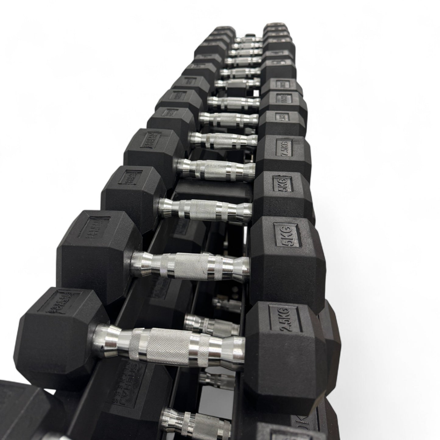 Hex Dumbbell Set 2.5kg–40kg (2.5kg Increments) 16 Pair & 3 Tier Rack Weights Gym