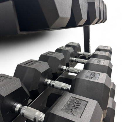 Hex Dumbbell 2.5kg-50kg Set & 3 Tier Rack Full Home Gym Weights Training