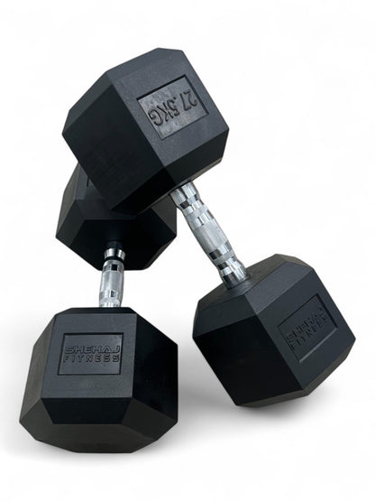 Shehaj Fitness Hex Rubber Dumbbell Pairs