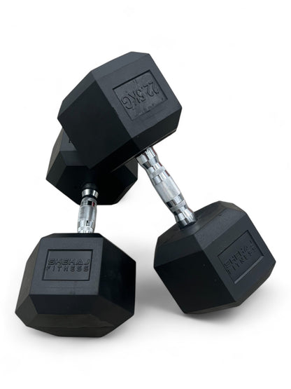Shehaj Fitness Hex Rubber Dumbbell Pairs