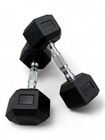 Shehaj Fitness Hex Rubber Dumbbell Pairs