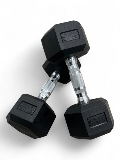 Shehaj Fitness Hex Rubber Dumbbell Pairs