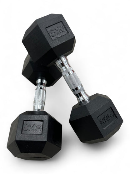 Shehaj Fitness Hex Rubber Dumbbell Pairs