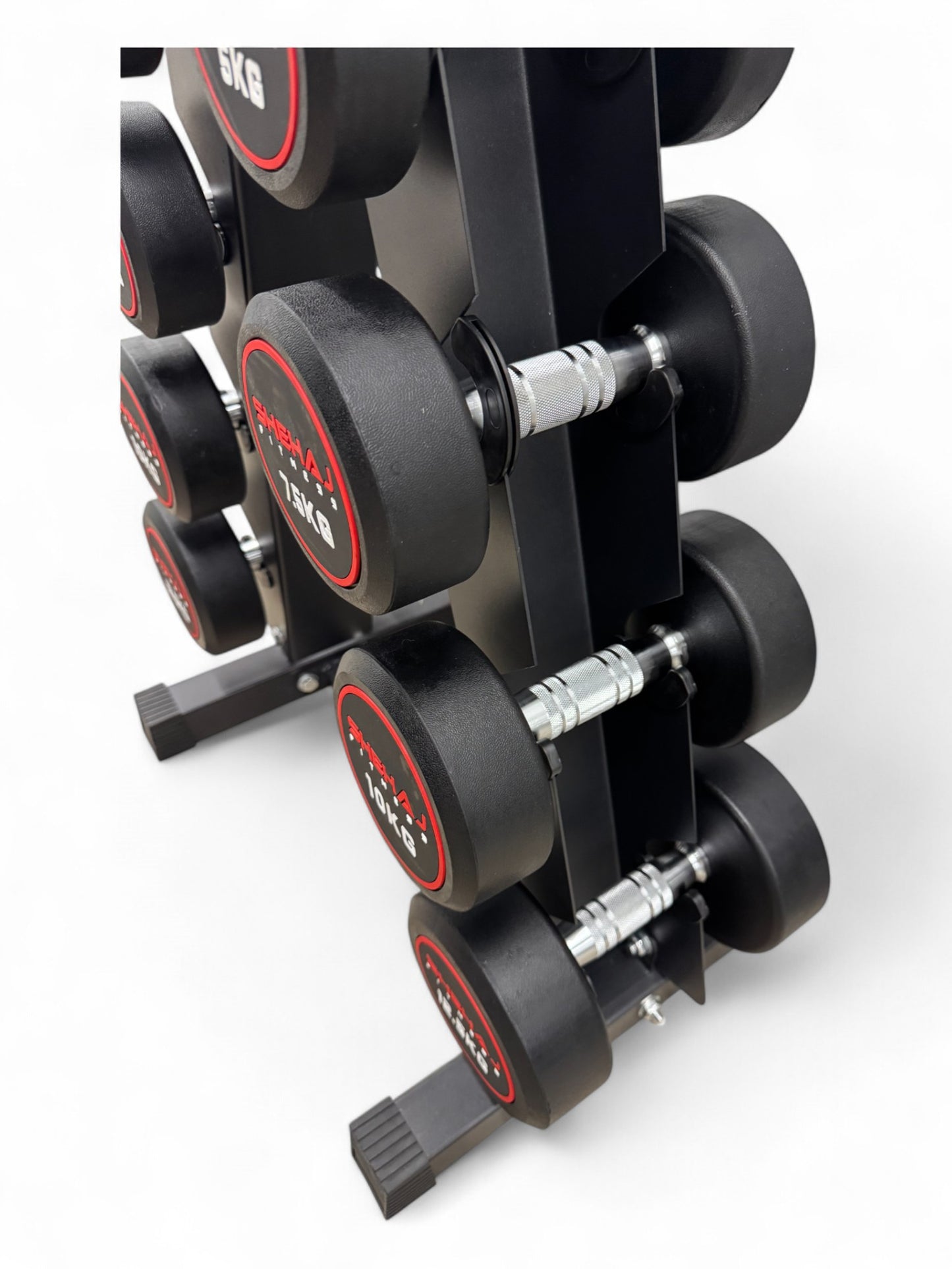 2.5-12.5kg Round Dumbbell Set With Vertical Rack Stand - 5 Pairs Set