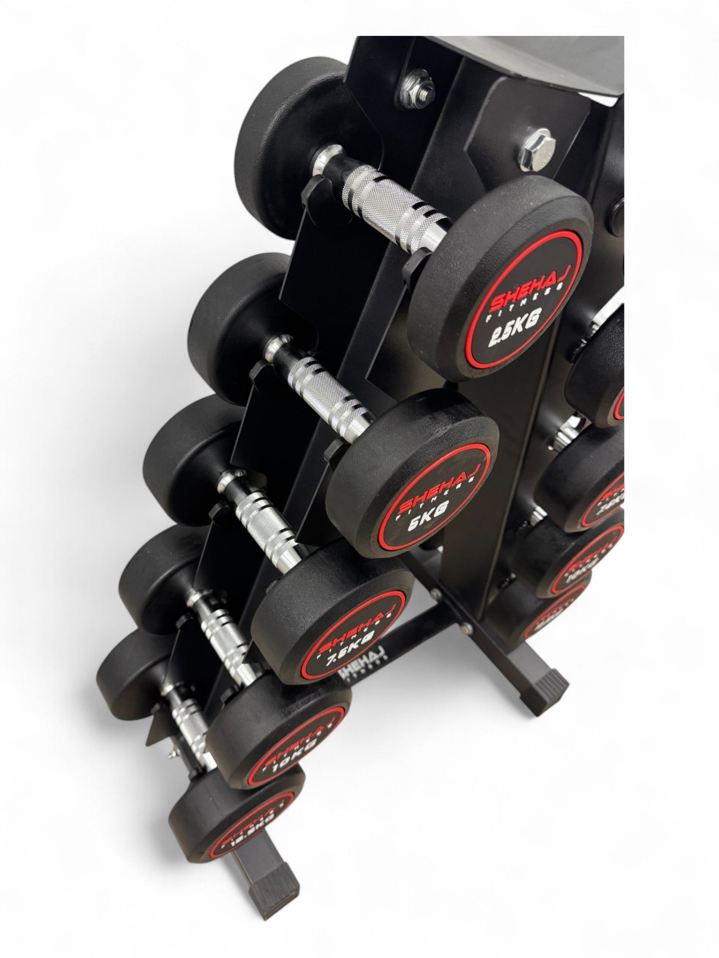 2.5-12.5kg Round Dumbbell Set With Vertical Rack Stand - 5 Pairs Set