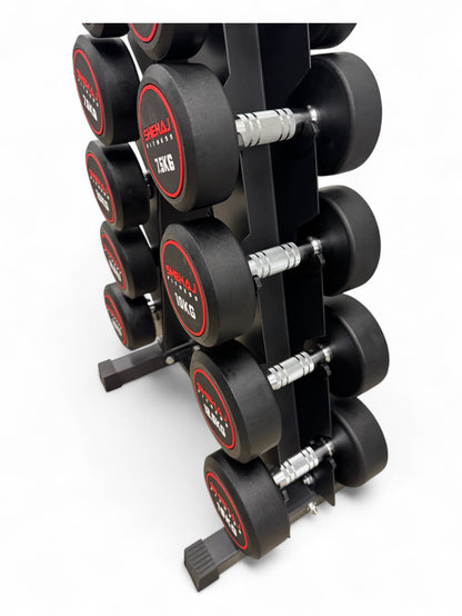5-15kg Round Dumbbell Set With Vertical Rack Stand - 5 Pairs Set
