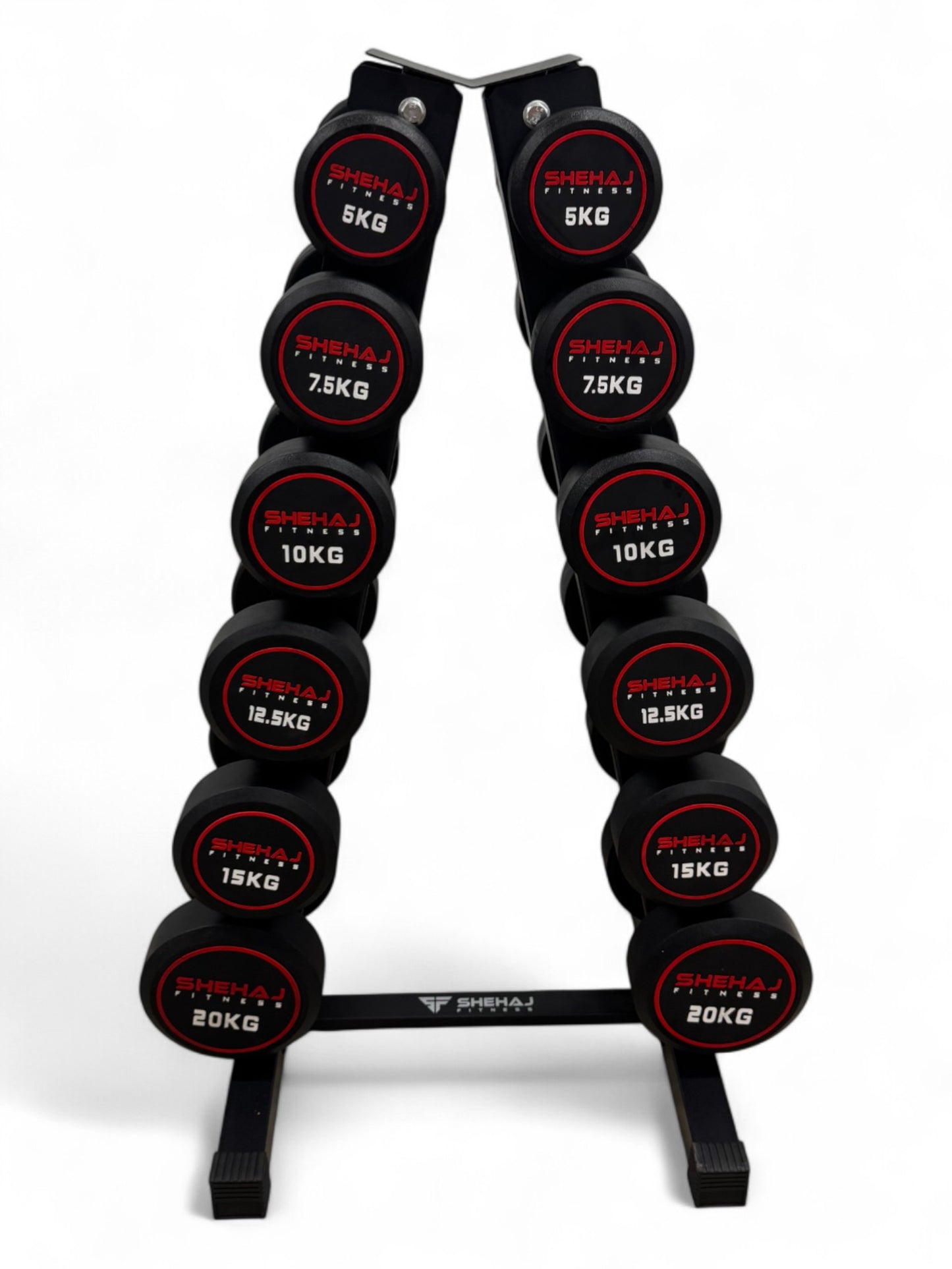 5-20kg Round Dumbbell Set With Vertical Rack Stand - Free weights- 6 Pairs Set