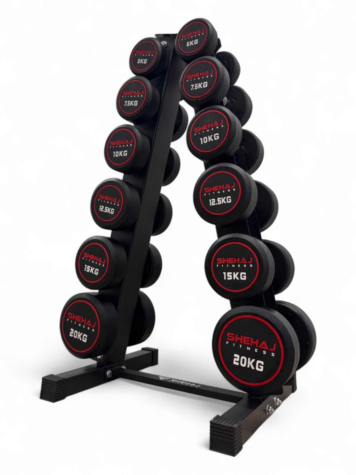 5-20kg Round Dumbbell Set With Vertical Rack Stand - Free weights- 6 Pairs Set